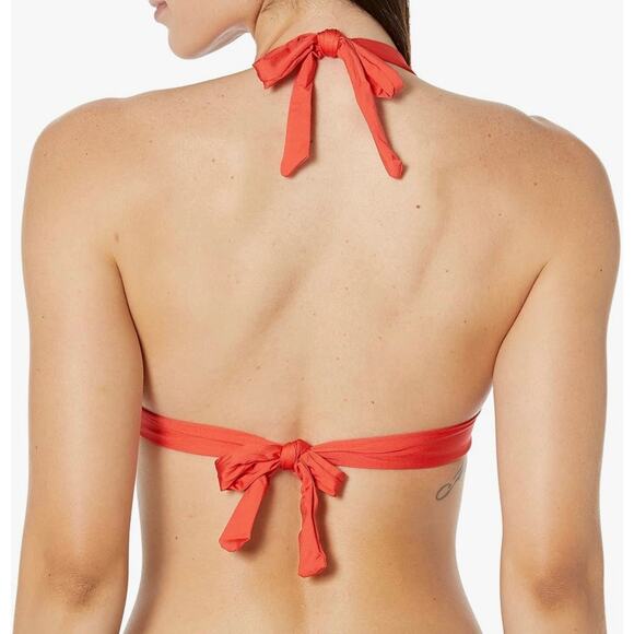 Trina Turk Flame Monaco Ring Front Halter Bikini Top 12 NWT - Picture 2 of 3